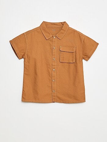 Camisa regular Oxford de algodón liso