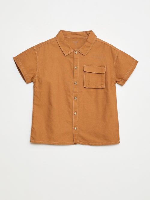 Camisa regular Oxford de algodón liso - Kiabi