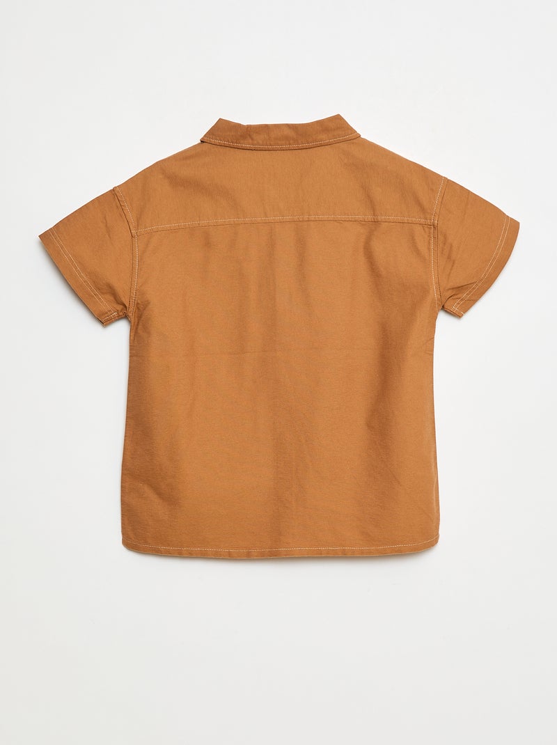 Camisa regular Oxford de algodón liso Marron - Kiabi