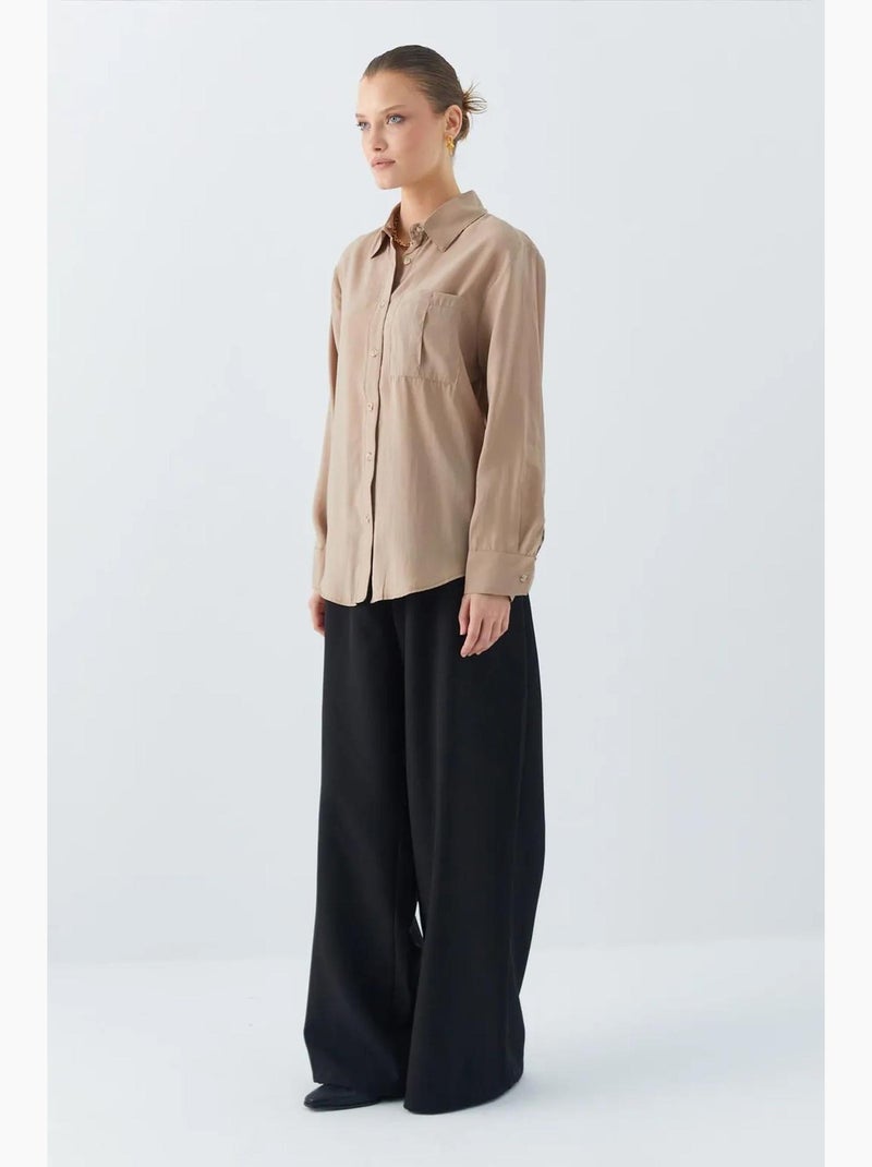Camisa relajada con botones y bolsillo mixray Camel - Kiabi