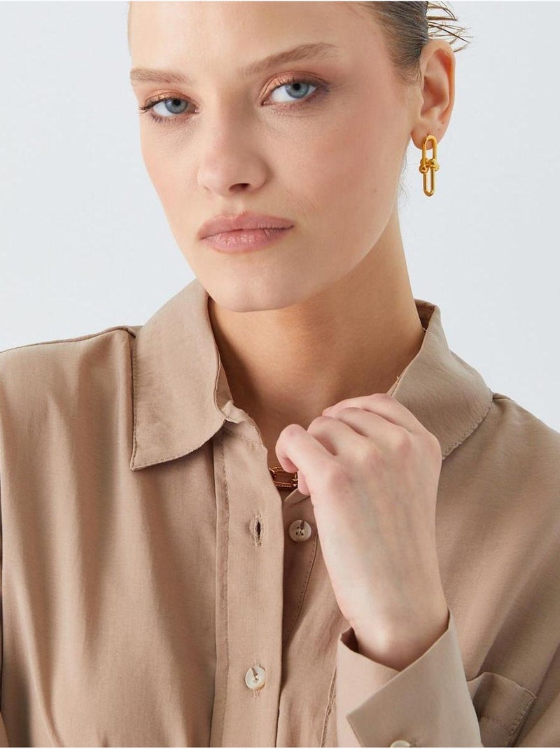 Camisa relajada con botones y bolsillo mixray Camel - Kiabi