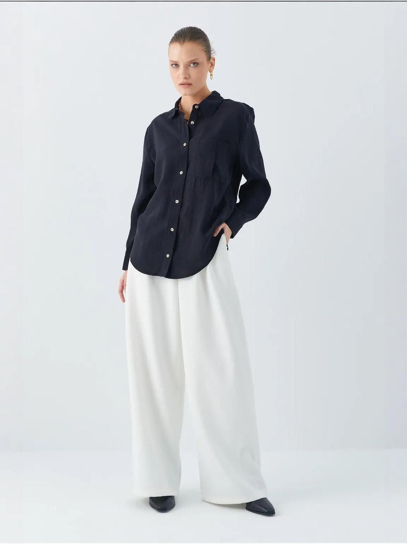 Camisa relajada con botones y bolsillo mixray Negro - Kiabi