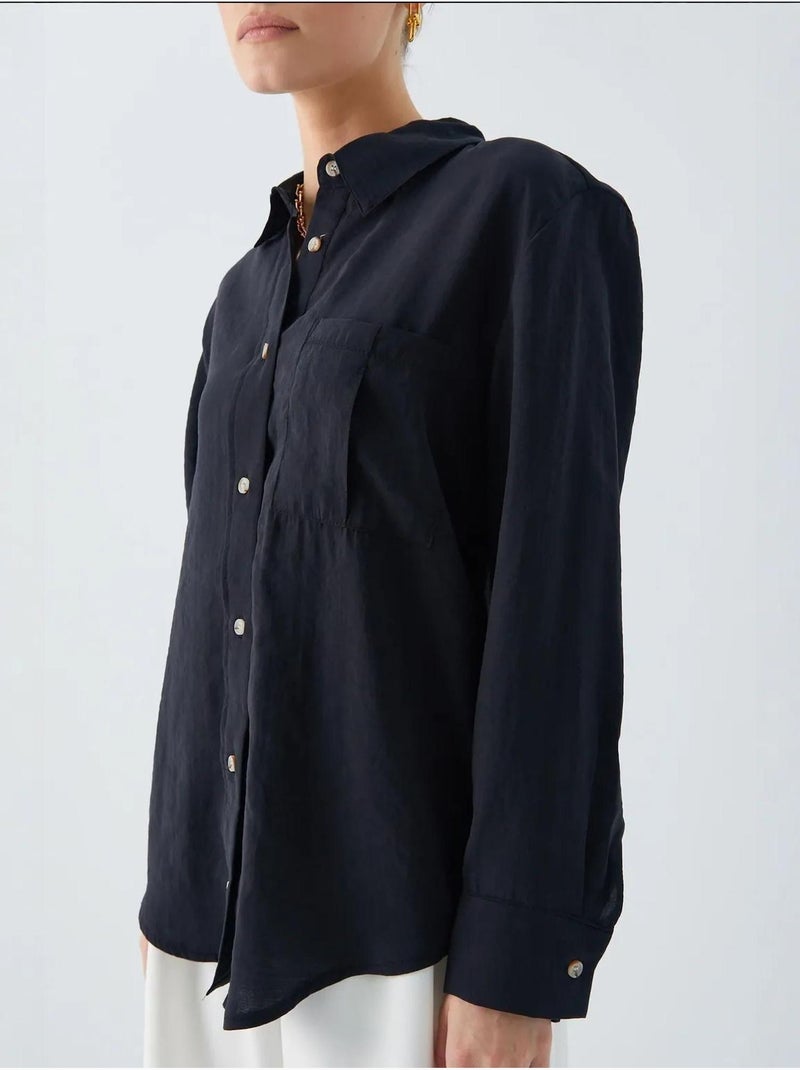 Camisa relajada con botones y bolsillo mixray Negro - Kiabi