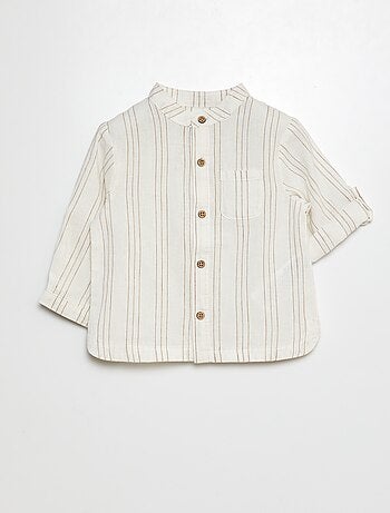Camisa remangable con cuello mao