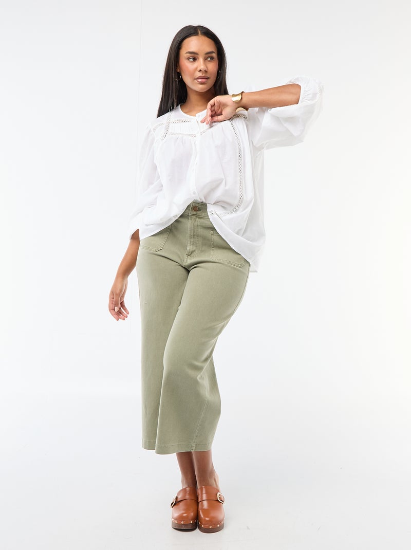 Camisa romántica de algodón Blanco - Kiabi