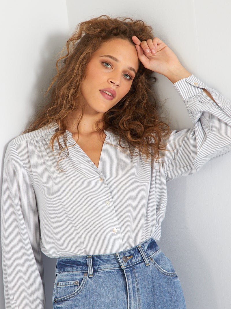 Camisa satinada AZUL - Kiabi