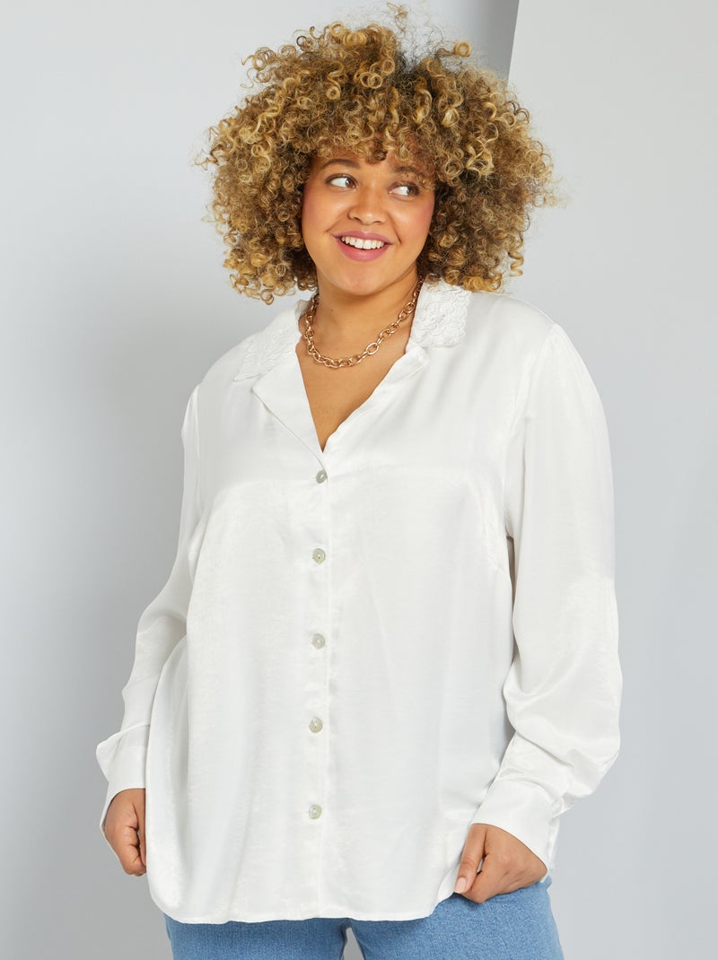 Camisa satinada Blanco - Kiabi