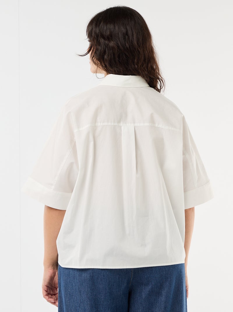 Camisa satinada con botones de estrella de mar Blanco - Kiabi