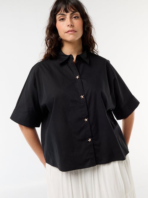 Camisa satinada con botones de estrella de mar - Kiabi