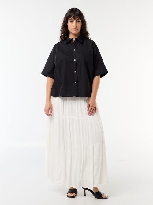 Camisa satinada con botones de estrella de mar - Kiabi