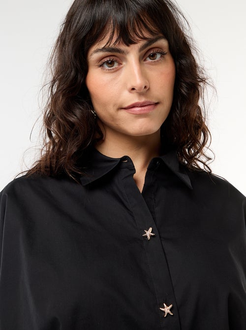 Camisa satinada con botones de estrella de mar - Kiabi