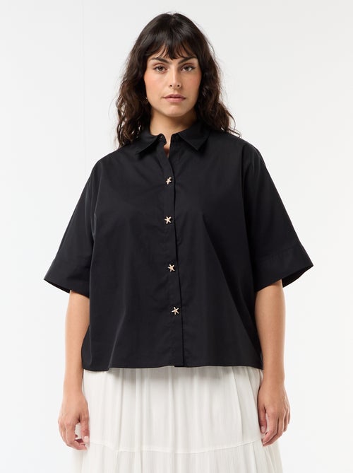 Camisa satinada con botones de estrella de mar - Kiabi