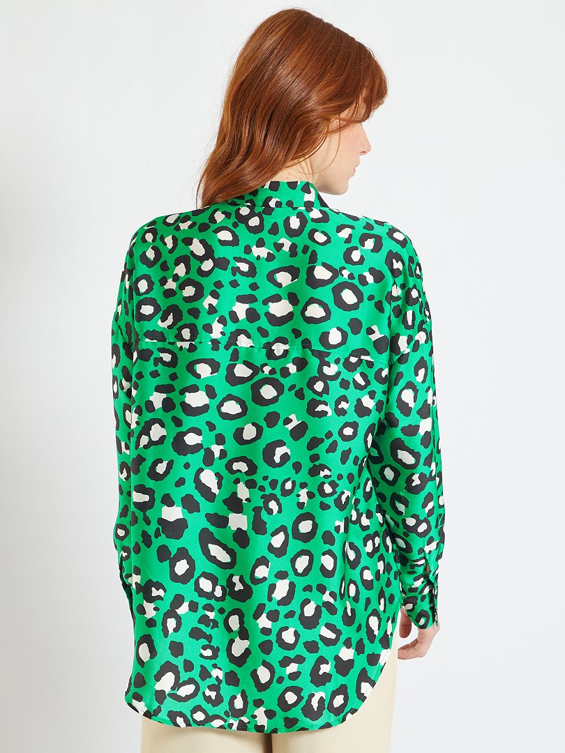Camisa satinada con de 'leopardo' - VERDE - Kiabi - 20.00€