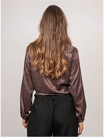 Camisa satinada con rayas metalizadas orona