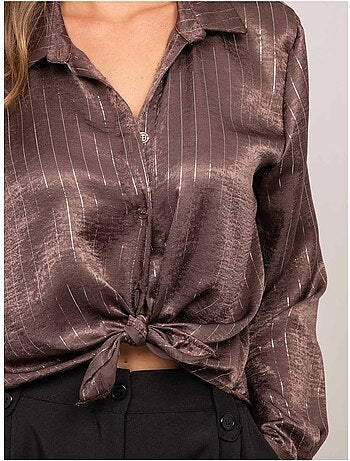 Camisa satinada con rayas metalizadas orona
