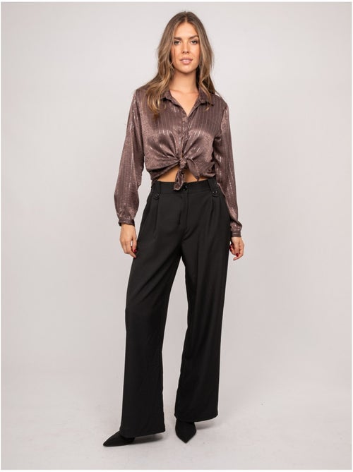 Camisa satinada con rayas metalizadas orona - Kiabi