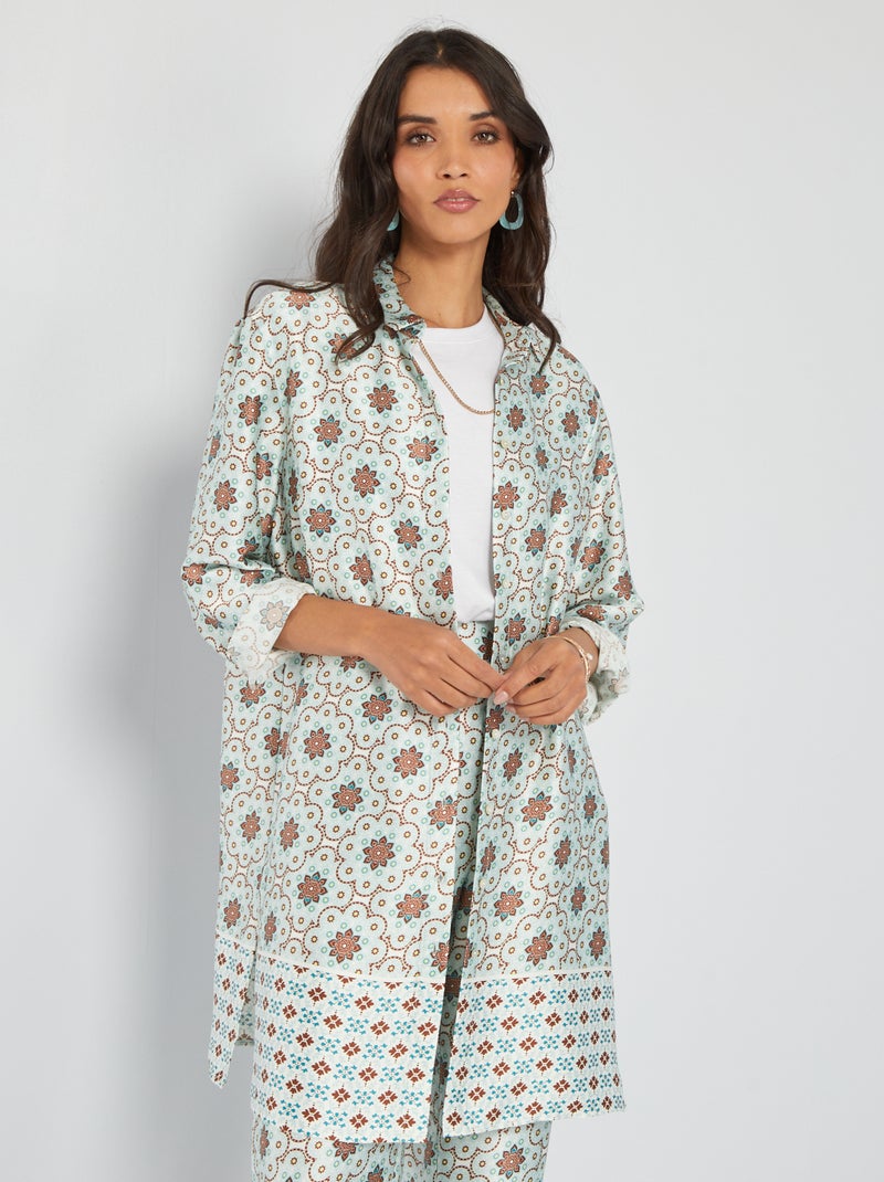 Camisa satinada tipo mandala BLANCO - Kiabi
