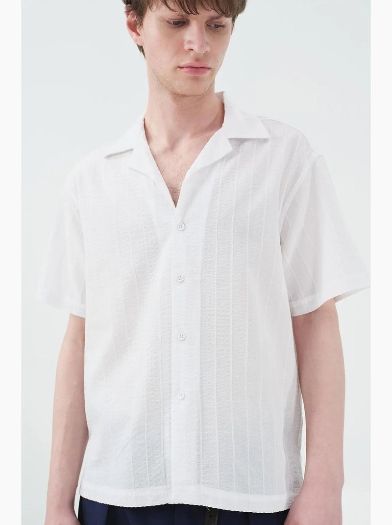Camisa seersucker texturizada giesto Blanco - Kiabi