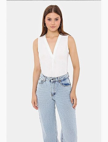 Camisa sin mangas con cuello en v semitransparente hiccup