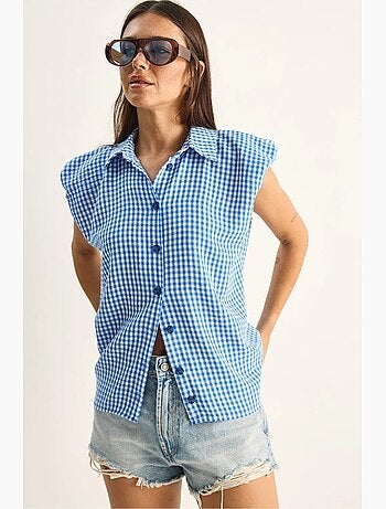 Camisa sin mangas de algodón de cuadros vichy lucci