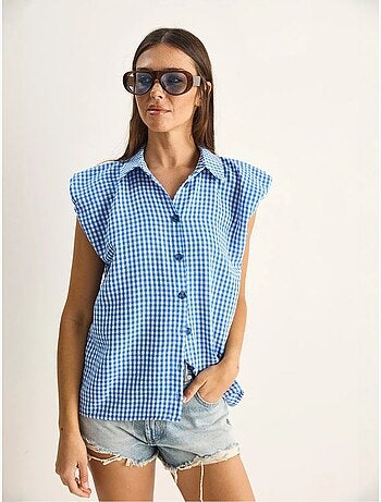 Camisa sin mangas de algodón de cuadros vichy lucci