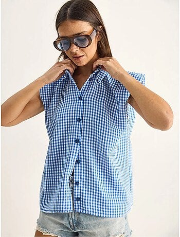 Camisa sin mangas de algodón de cuadros vichy lucci