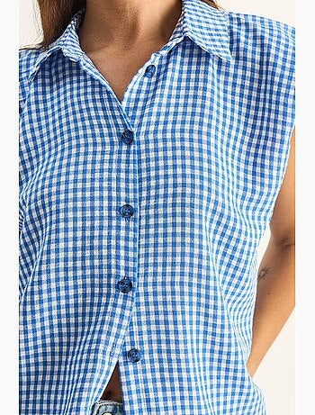 Camisa sin mangas de algodón de cuadros vichy lucci