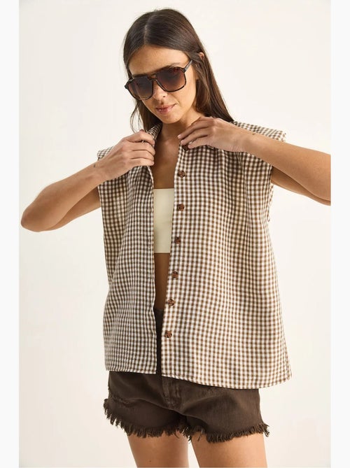 Camisa sin mangas de algodón de cuadros vichy lucci - Kiabi Camisa sin mangas de algodón de cuadros vichy lucci - Kiabi