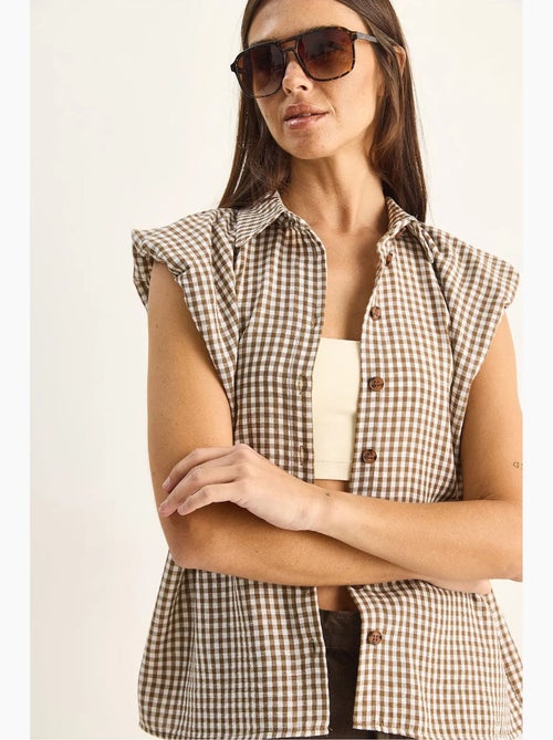 Camisa sin mangas de algodón de cuadros vichy lucci - Kiabi Camisa sin mangas de algodón de cuadros vichy lucci - Kiabi