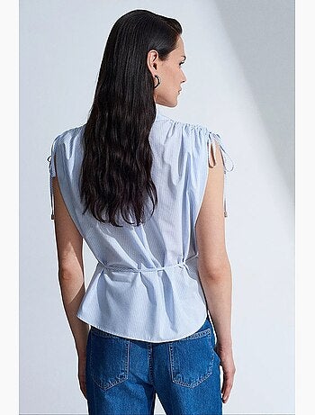 Camisa sin mangas de popelina de algodón a rayas dilvin