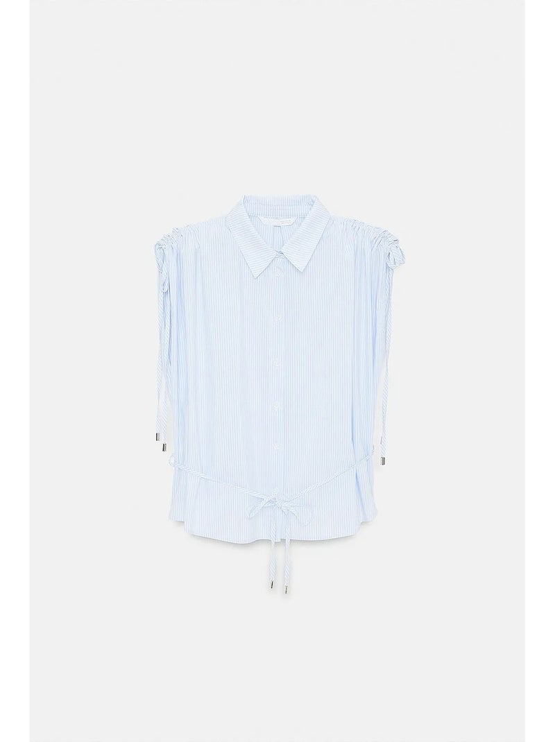 Camisa sin mangas de popelina de algodón a rayas dilvin Azul cielo - Kiabi