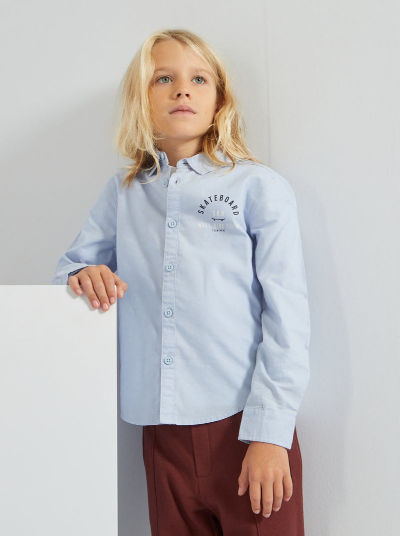 Camisa 'Skateboard' de algodón AZUL - Kiabi