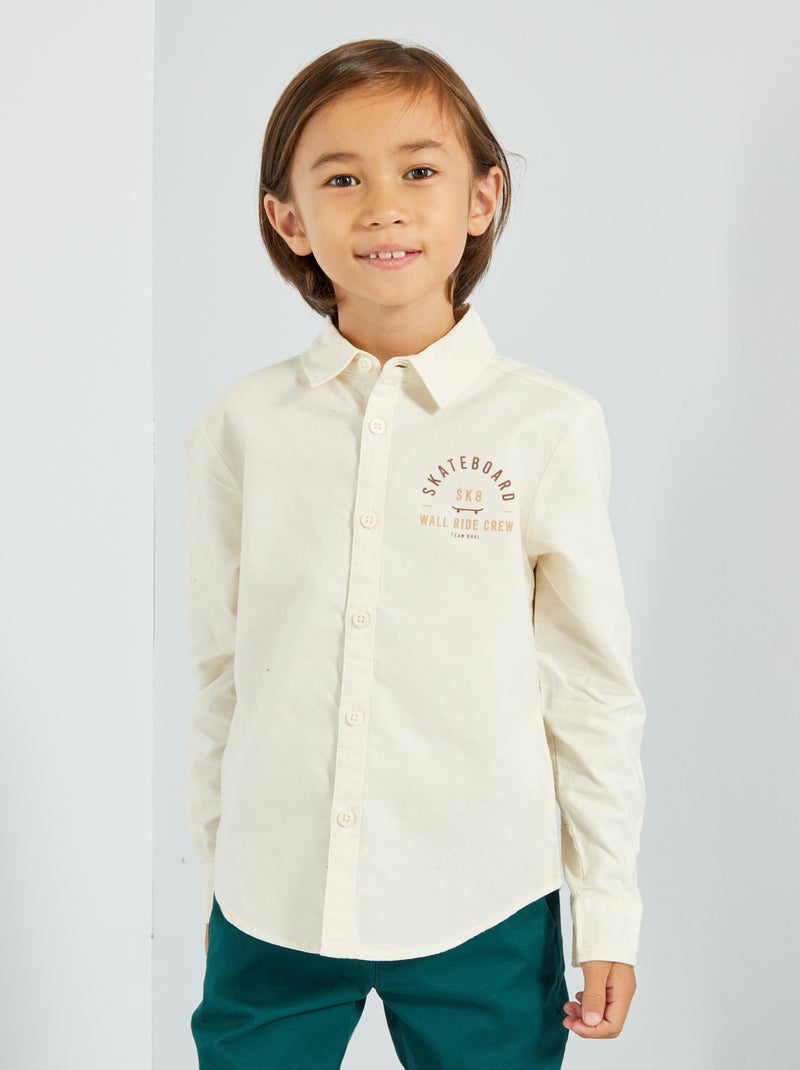 Camisa 'Skateboard' de algodón BLANCO - Kiabi
