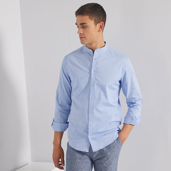 Camisa slim con cuello mao Hombre blanco Kiabi 11,00€ Camisa slim con cuello mao Hombre blanco Kiabi 11,00€