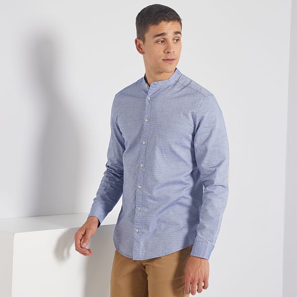 Camisa slim con cuello mao Hombre blanco Kiabi 11,00€ Camisa slim con cuello mao Hombre blanco Kiabi 11,00€