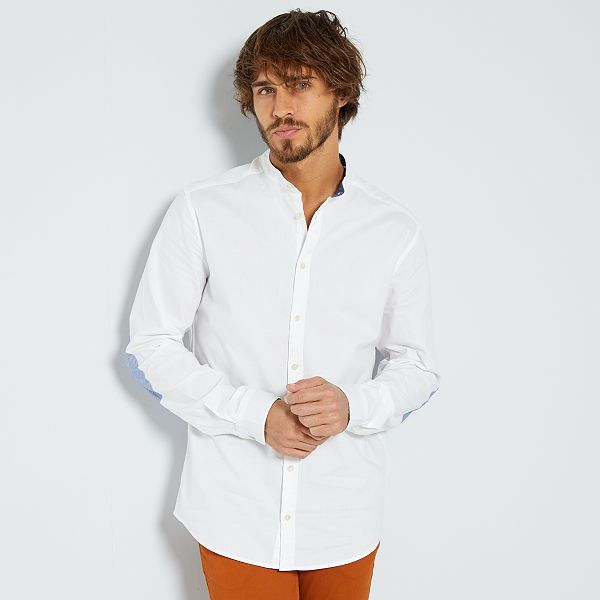 Camisa slim con cuello mao Hombre blanco Kiabi 11,00€ Camisa slim con cuello mao Hombre blanco Kiabi 11,00€
