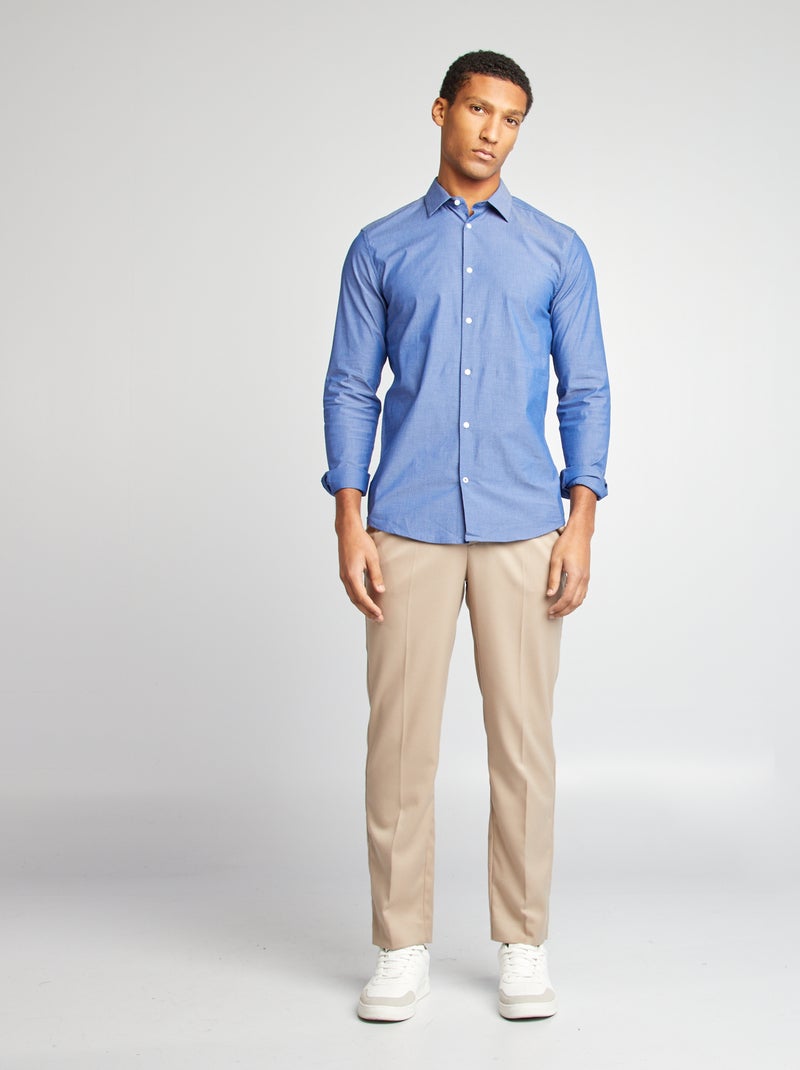 Camisa slim con estampado AZUL - Kiabi