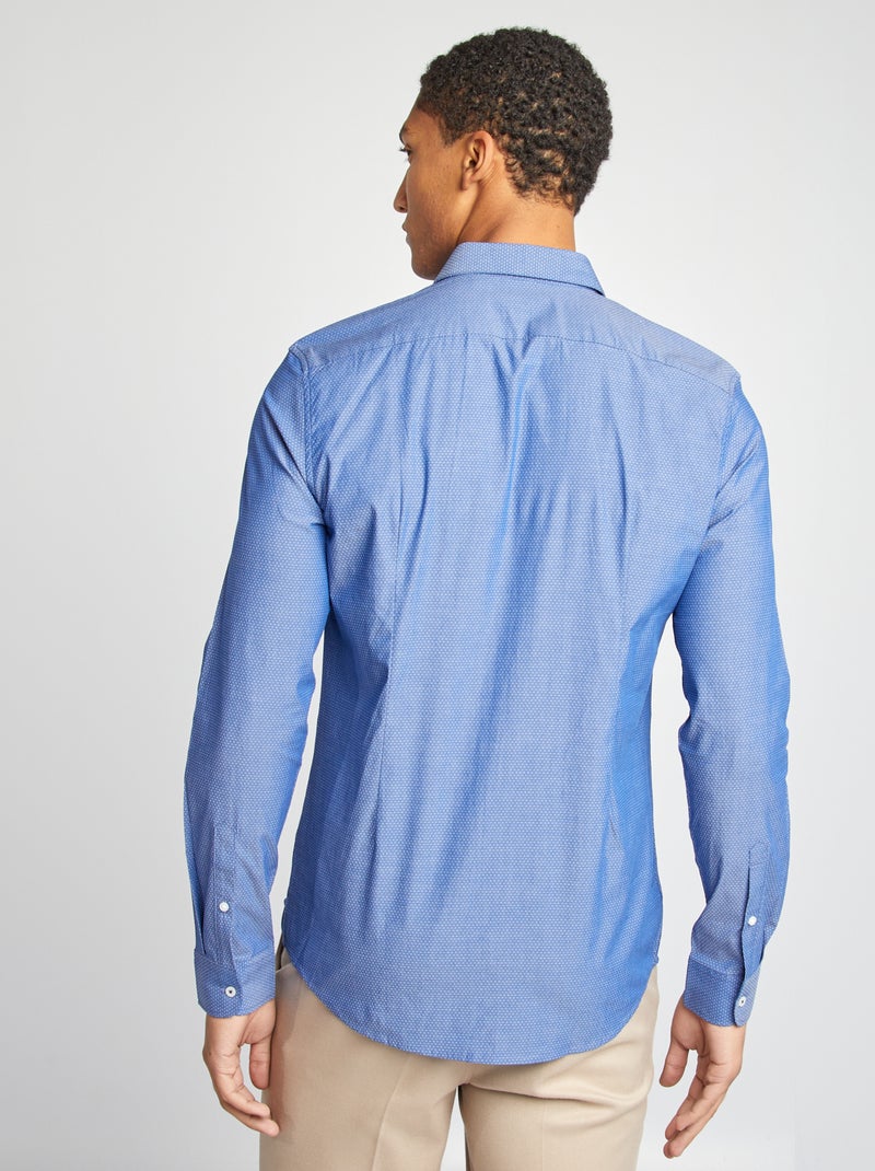 Camisa slim con estampado AZUL - Kiabi