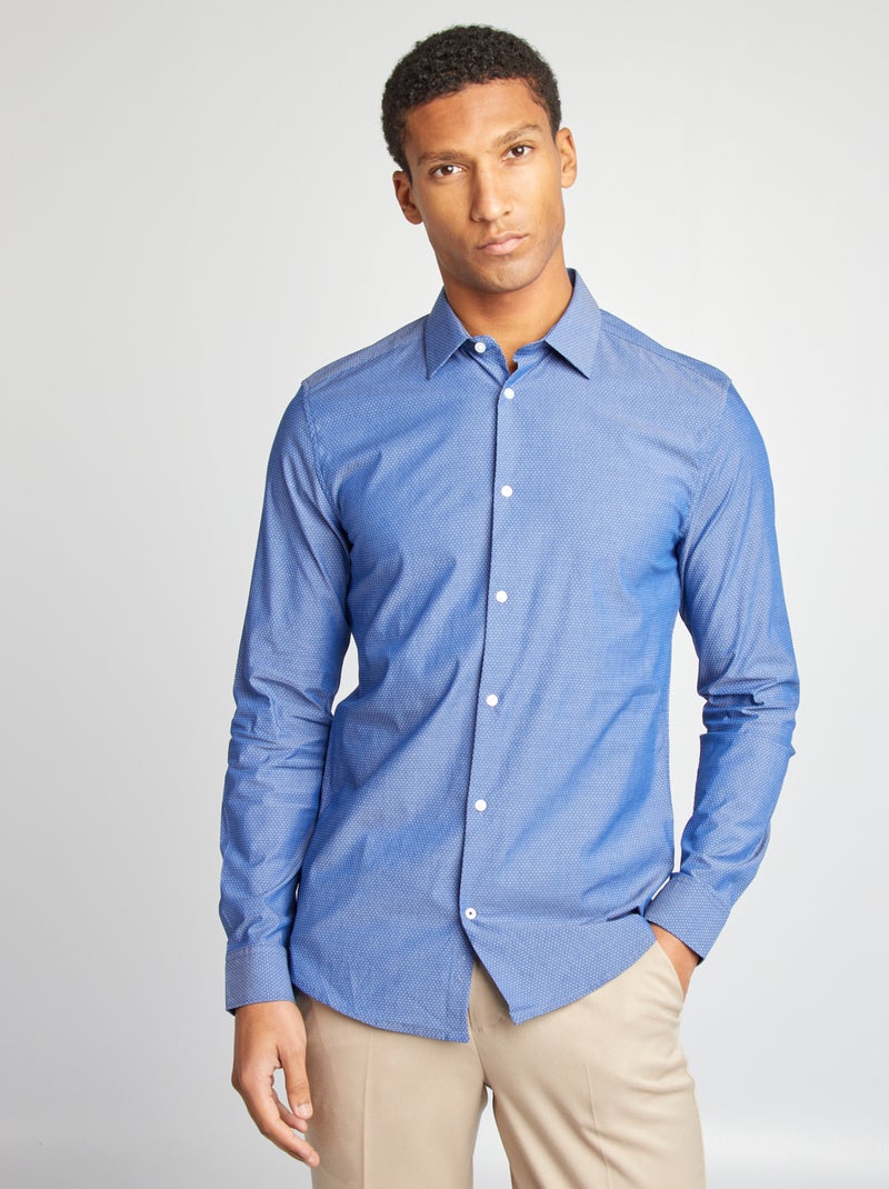 Camisa slim con estampado AZUL - Kiabi