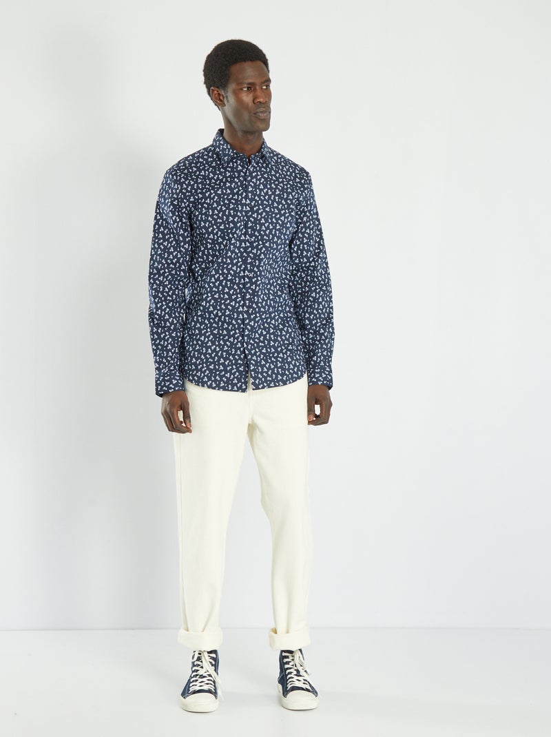 Camisa slim con motivos AZUL - Kiabi