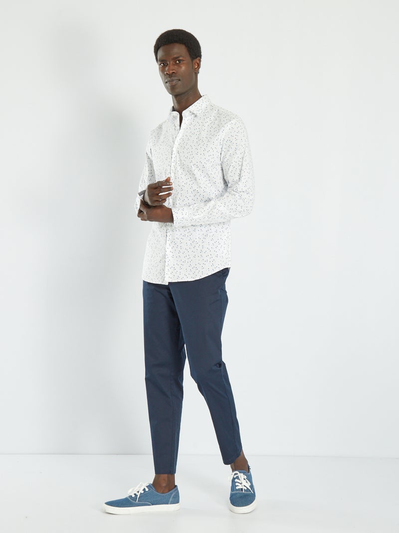 Camisa slim con motivos BLANCO - Kiabi