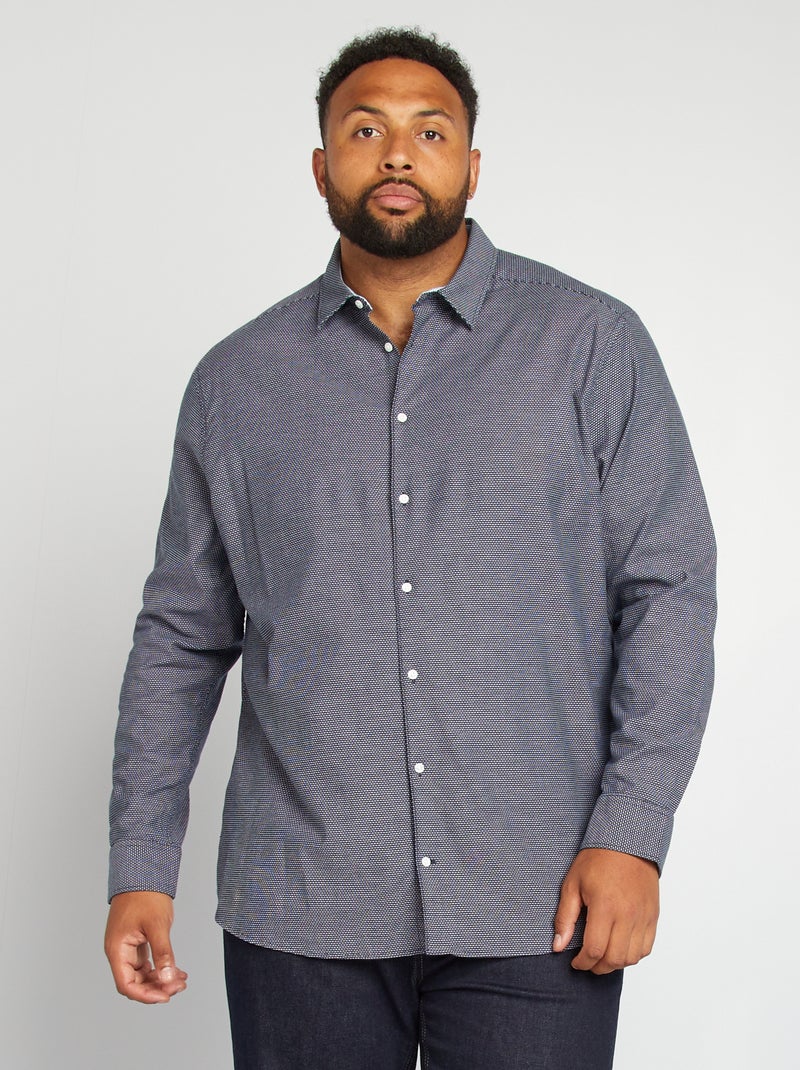 Camisa slim de lunares AZUL - Kiabi