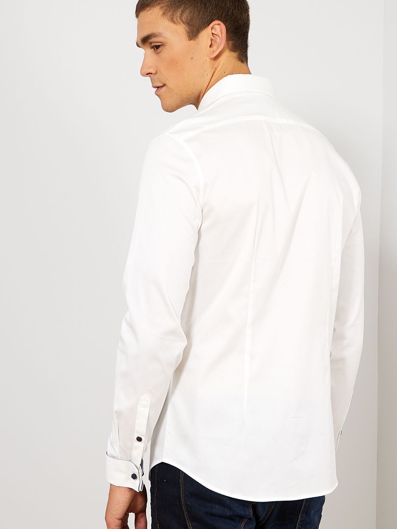 Camisa slim elástica Blanco - Kiabi