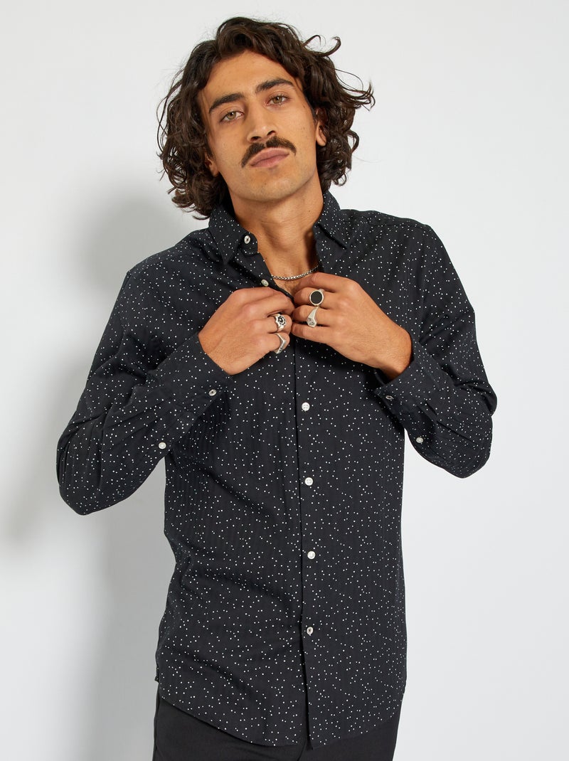Camisa slim estampada NEGRO - Kiabi
