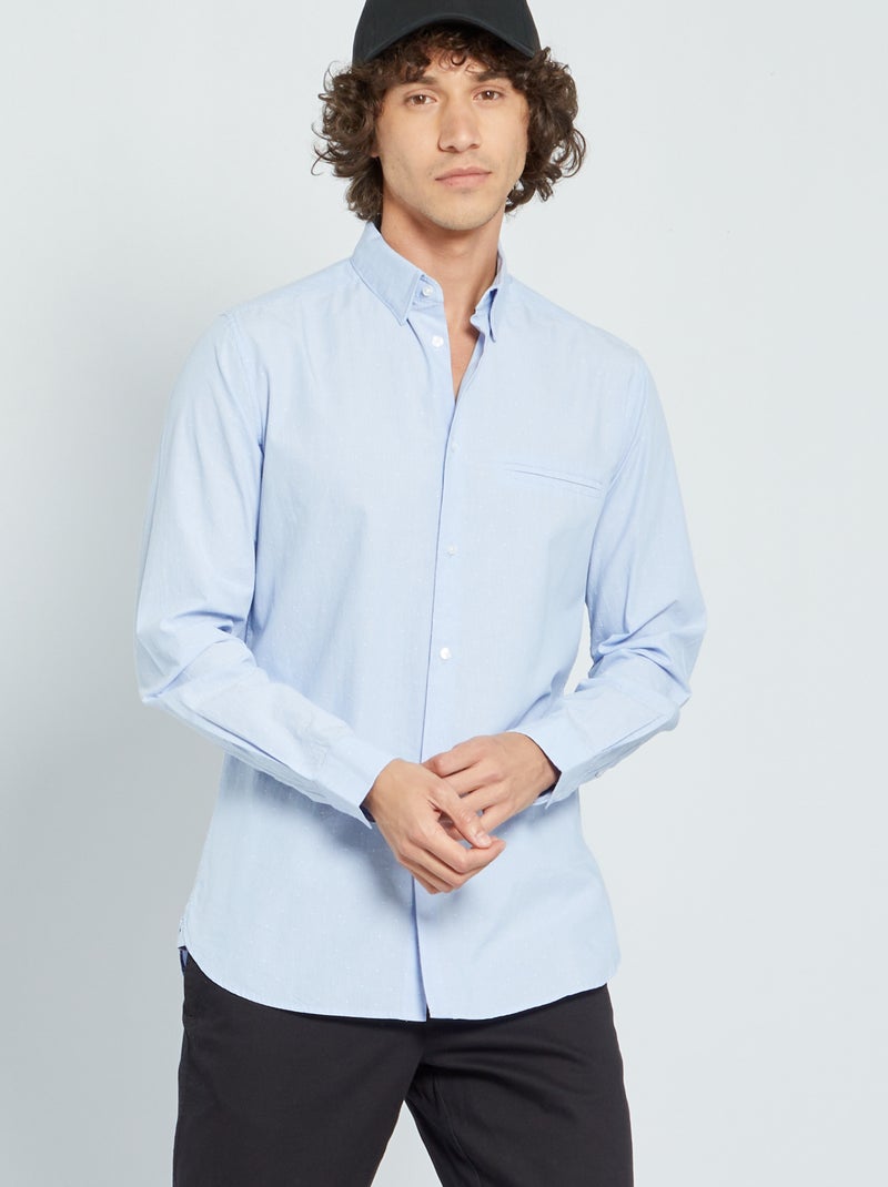 Camisa slim fit con motivos GRIS - Kiabi
