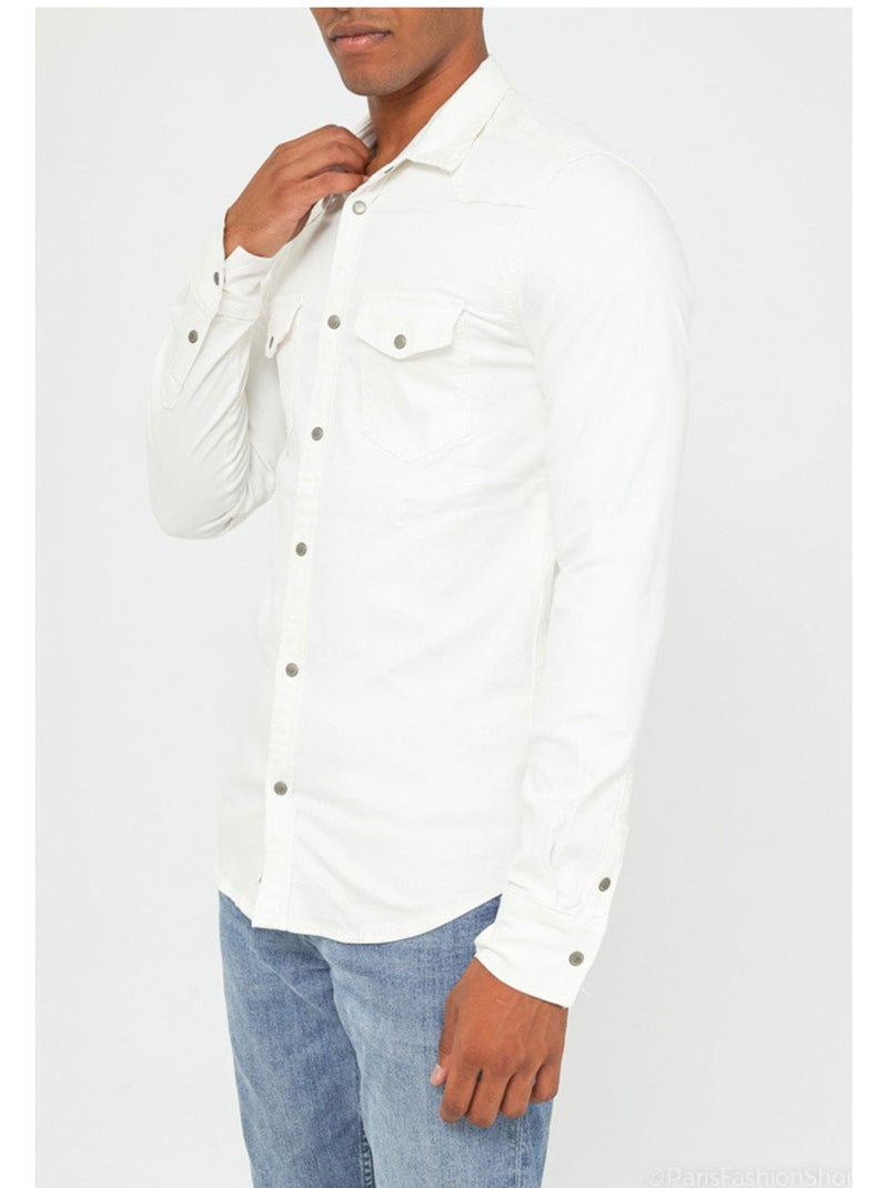 Camisa Slim Fit Kebello Blanco - Kiabi