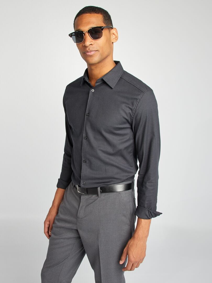 Camisa slim vaporosa NEGRO - Kiabi