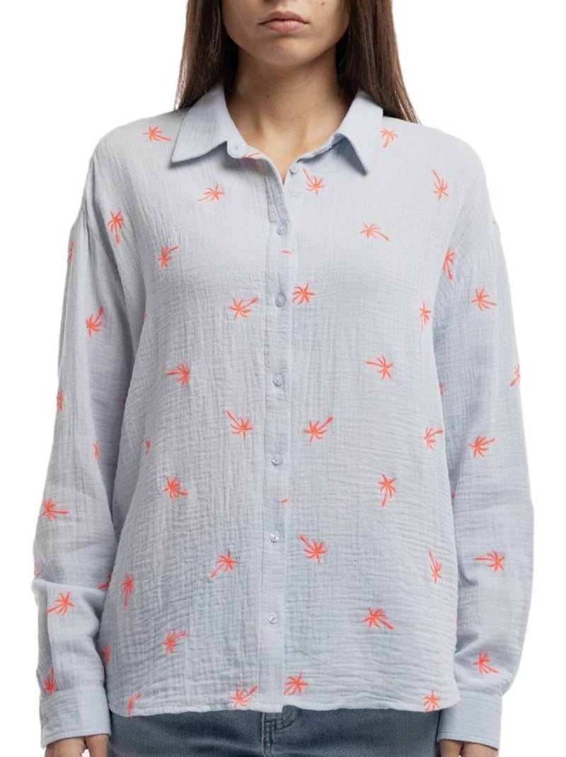 Camisa Teddy Smith con estampado de palmeras para mujer Azul - Kiabi