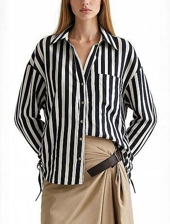 Camisa tejida a rayas con botones delanteros busem