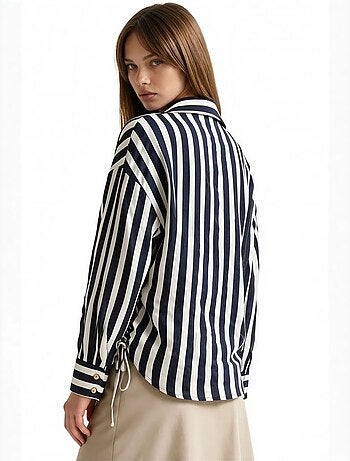 Camisa tejida a rayas con botones delanteros busem